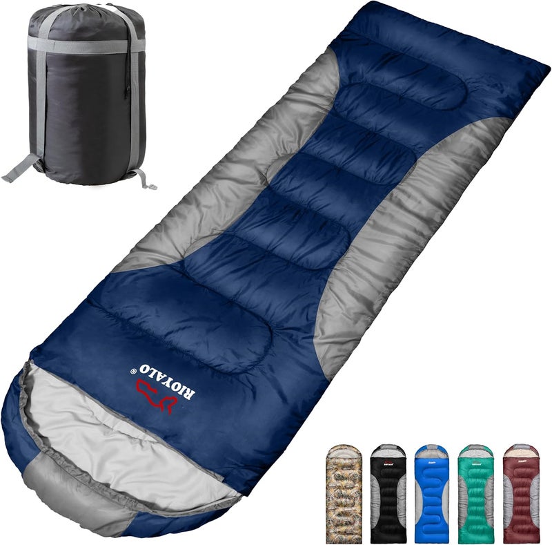 rioyalo 0 Degree Winter Sleeping Bags for Adults Camping (450GSM) - Temp Range (5F–32F) Portable Waterproof Compression Sack- Camping Sleeping Bags for Big and Tall in Env Hoodie: Backpacking Hiking 4 Season - Image 1